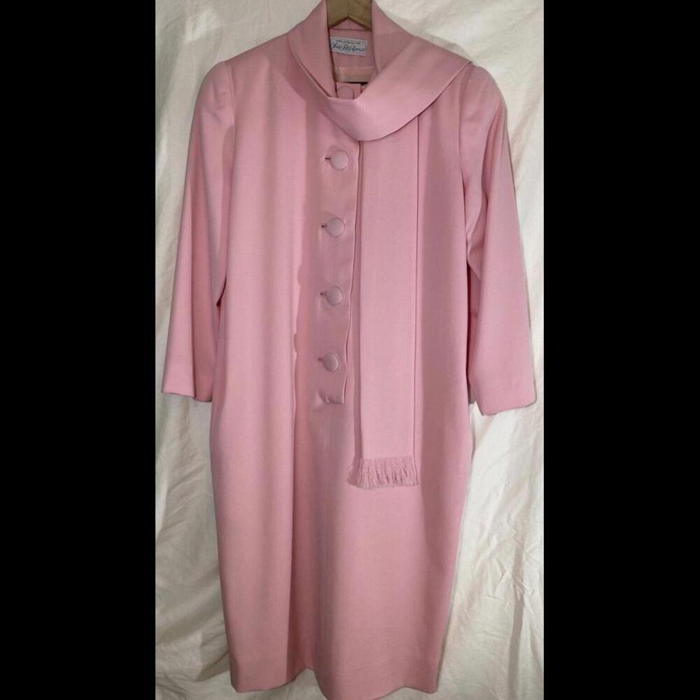 Vintage Designer David Hayes Pink Suit Dress 1980s Saks Fifth Ave Jackie Kennedy